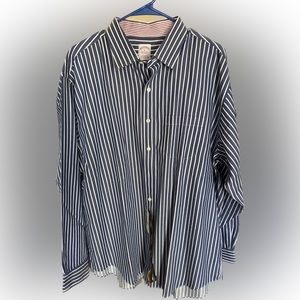 Brooks Brothers Button Up Dress Shirt Men’s Blue White Striped XL NWT